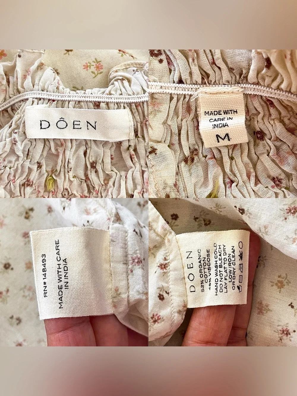 DÔEN Annalise Blouse Parc Monceau Floral Cream Medium EUC